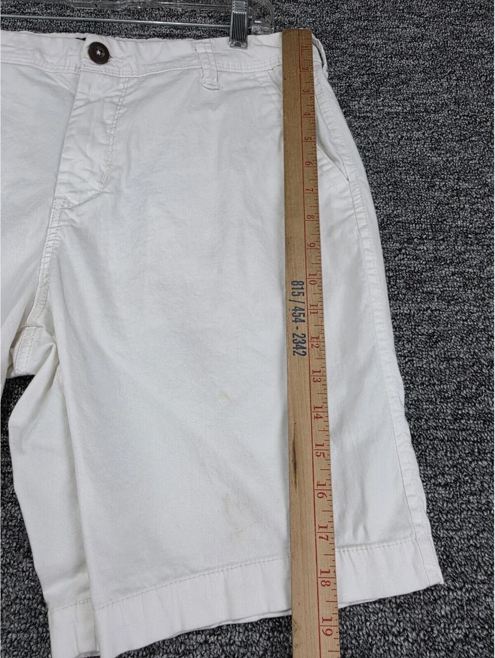 AERO Chino Shorts Men Cotton Stretch Flat Front Solid White Button Pockets